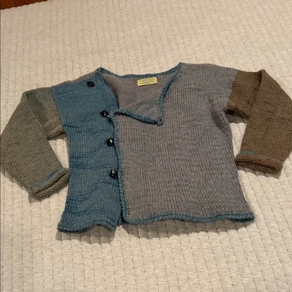 Seacolors One of a Kind Two-Tone Knit Cardigan. Hand Dyed & Loomed in Maine, - Picture 8 of 11